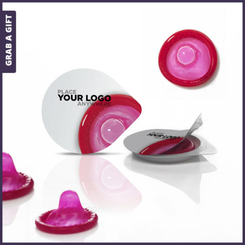 Grab a Gift - Full Colour logo bedrukken op Condoom Kuipje met condoom