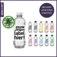 330 mini R-PETwaterflesje mineraalwater inclusief full colour bedrukt etiket