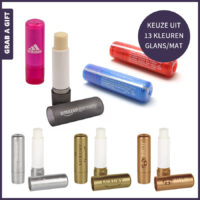 Lipcare original met logo bedrukken middels zeefdruk