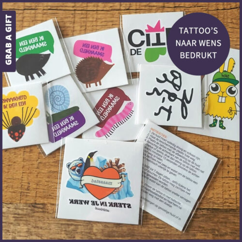 neptattoo plaktattoo faketattoo met logo opdruk of eigen ontwerp in kleur