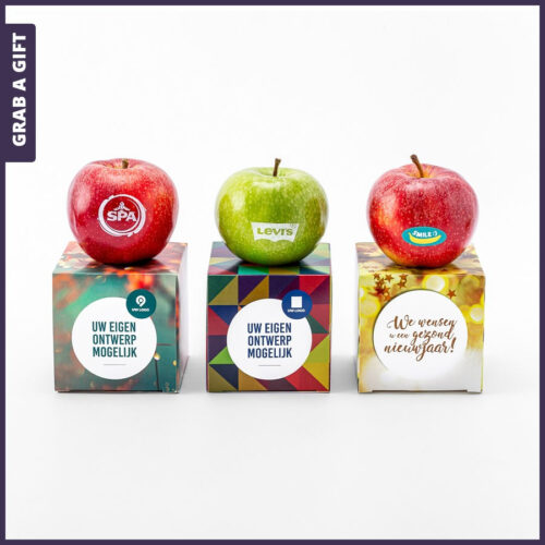 Grab a Gift Relatiegeschenken - Rode of groene appels bedrukken met logo