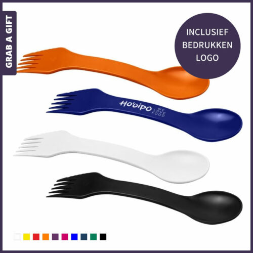 Spork van HIPS Plastic met logo opdruk