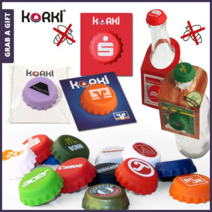 Grab a Gift - Gepattenteerde KorKi Flessendop met logo bedrukking