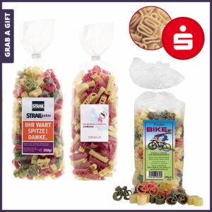 Grab a Gift - reclamepasta in standaard vorm of in vorm van je logo