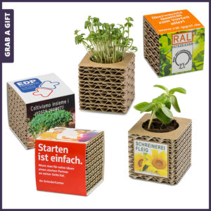 Grab a Gift - Plantenpotje van karton bedrukken met logo