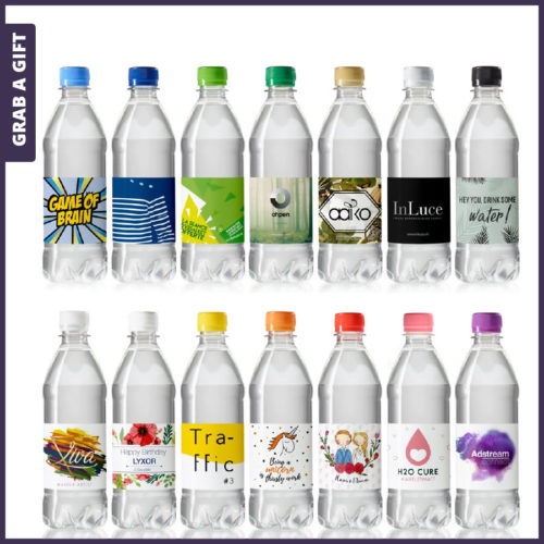 Grab a Gift - Bedrukte waterflesjes van 500 ml met schroefdop