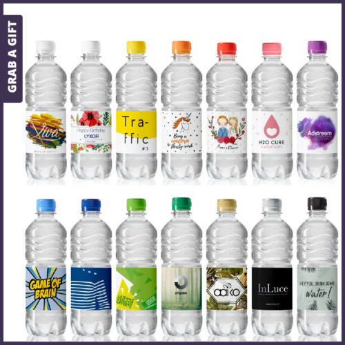 Grab a Gift - Geribbelde waterflesjes van 500 ml bedrukken met logo