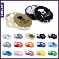 Super mini clic clac blikje in 15 kleuren met eigen logo bedrukken