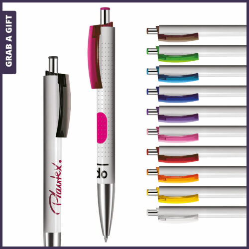 Grab a Gift - Logopennen e-Fifty flash met rondom bedrukking en logo bedrukken op clip