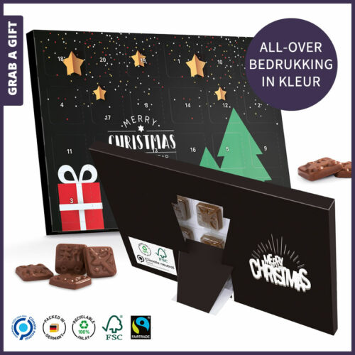 Kerstgeschenken - Klassieke tafel Adventskalender in kleur bedrukken met logo