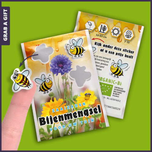 Grab a Gift - Zaadzakjes met stickertjes volledig naar wens bedrukken met logo en reclame