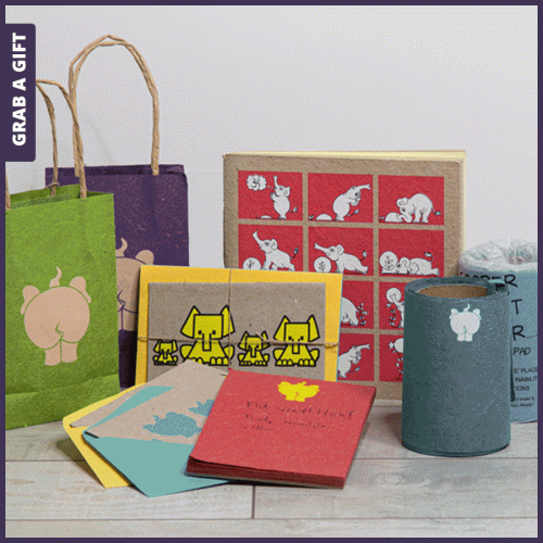 Grab a Gift - Realtiegeschenken van olifanten poep bedrukken