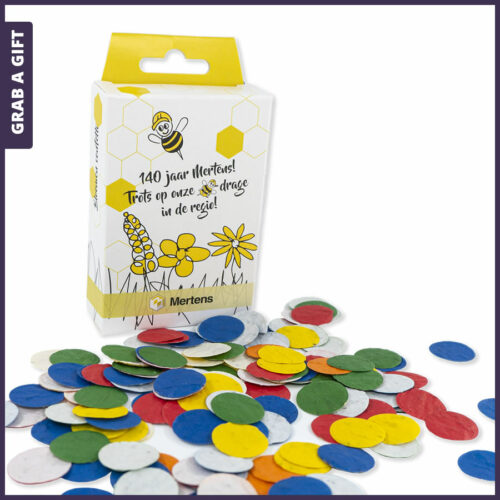 Hangdoosje met tuinconfetti inclusief all-over Full Colour Bedrukking