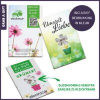 Reclamekaartje met zichtbare bloemzaadjes bedrukken