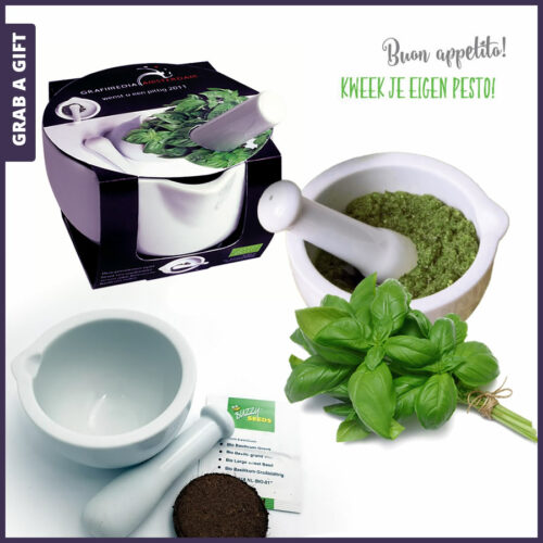 Relatiegeschenken - Vijzel als kweeksetje met een bedrukte wikkel