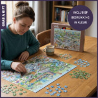 Puzzel van 1000 stukjes met eigen full colour ontwerp in een luxe bedrukte doos