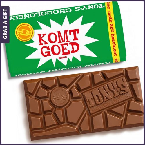 Grab a Gift - Zeg 't met een Tony's reep melk hazelnoot met tekst komt goed