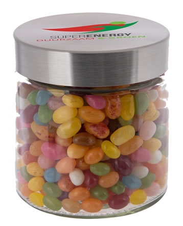 Gepersonaliseerde glazen snoeppot met 900 ml Jelly Beans