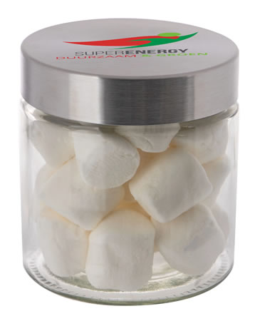 Gepersonaliseerde glazen snoeppot met 900 ml Marshmallows