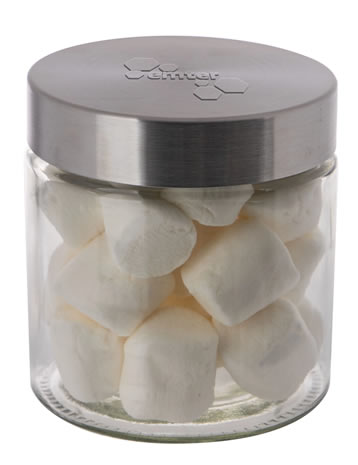 Glazen snoeppot met reliëfdruk in deksel en 900 ml Marshmallows