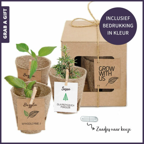 Trio kweeksetje als gepersonaliseerd relatiegeschenk