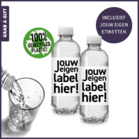 330 miniSP R-PET flesje licht bruisend mineraalwater inclusief full colour bedrukt etiket