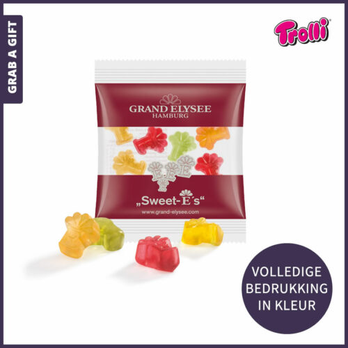 Grab a Gift relatiegeschenken - Trolli Fruitgums in eigen vorm in uitdeelverpakking als relatiegeschenk