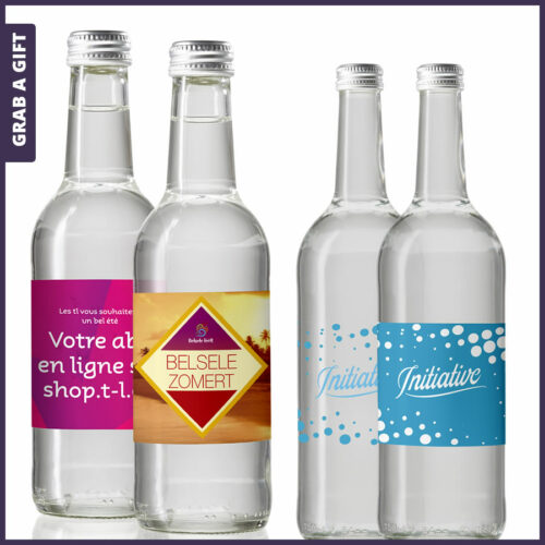 Grab a Gift - Mineraalwater in een glazen fles met bedrukt etiket