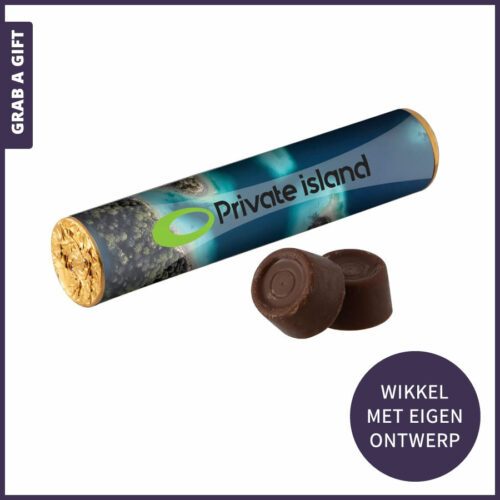 Grab a Gift - wikkel in kleur bedrukken van rol met rolo chococolade