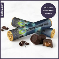 Rolo chocoladesnoepjes met full colour bedrukte wikkel als promotionele give-away