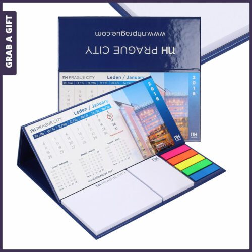 Hardcover Bureaukalender Set met pagemarkers en 2 notitieblokjes bedrukken