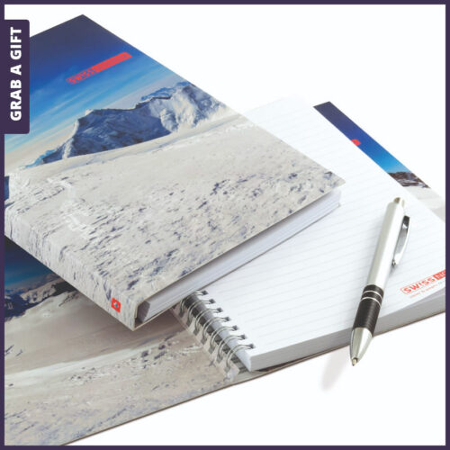 Grab a Gift Relatiegeschenken - Zwitsers A5 notitieblok schrijfblok in kleur bedrukken