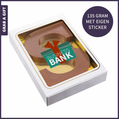 Grab a Gift - Alfabetletter 135 gram met een bedrukte sticker in eigen vorm