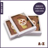 Alfabet chocoladeletter met bedrukt doosje voor Sinterklaas