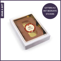 Alfabet chocoladeletter met bedrukt doosje voor Sinterklaas