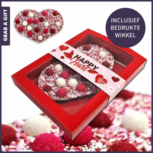 Grab a Gift Chocoladegeschenk - Logo bedrukken op wikkel van Happy Hart