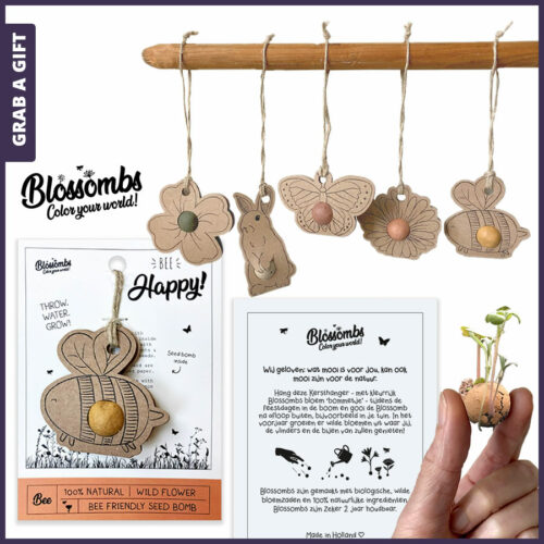 Grab a Gift Relatiegeschenken - Blossombs partyhangers met bedrukt kaartje