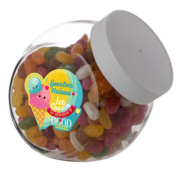 Medium glazen snoeppot met Jelly Beans