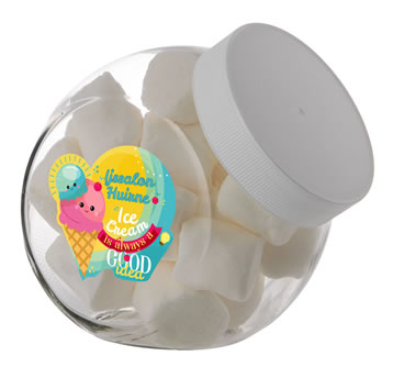 Medium glazen snoeppot met Marshmallows