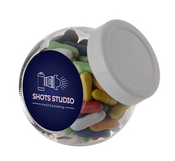 Mini glazen potje met 200 ml Dropstaafjes