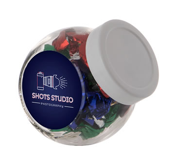 Mini glazen potje met 200 ml Metallic Sweets