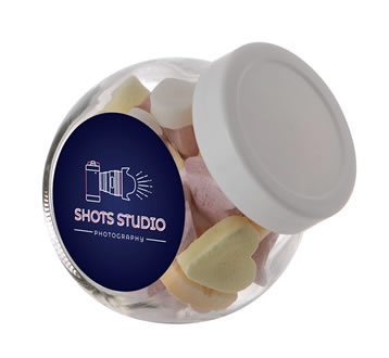 Mini glazen potje met 200 ml Vruchtenhartjes