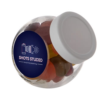Mini glazen potje met 200 ml Wine Gums