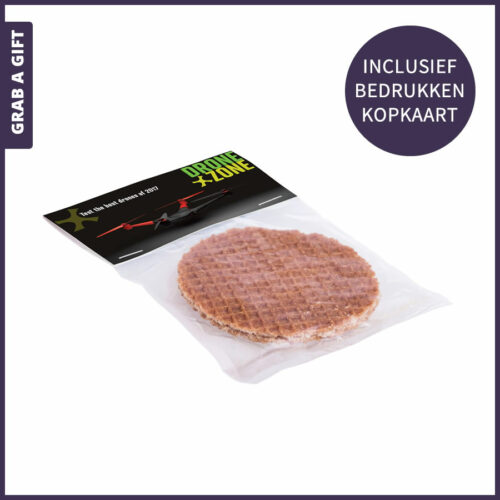 Stroopwafel met een all-over bedukt kopkaartje