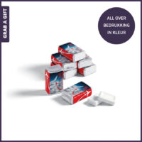 Pepermunt blokje met full colour bedrukte wikkel en eigen logo als promotionele giveaway