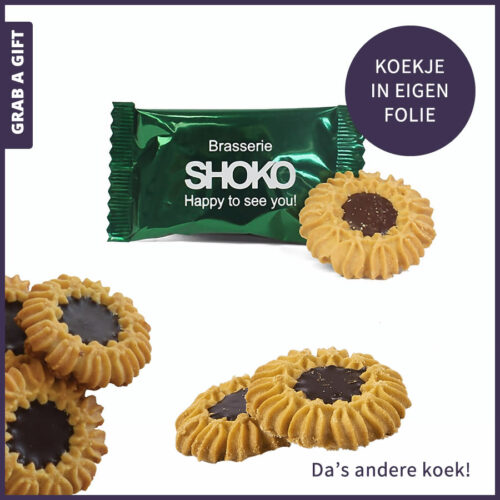 Daisy Chocoladekoekjes verpakt in folie met logo opdruk