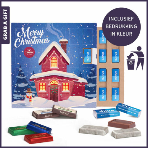 Mini bar advent kalender eco bedrukt met logo of all-over in kleur