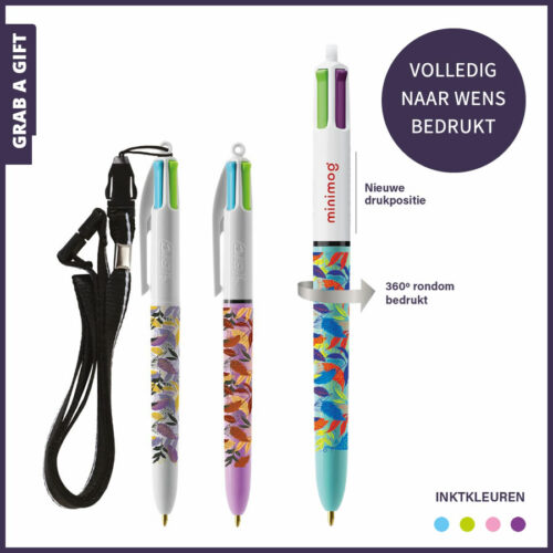 BIC® 4-kleuren balpen Fashio 1102-1108 met logo opdruk of rondom bedrukking