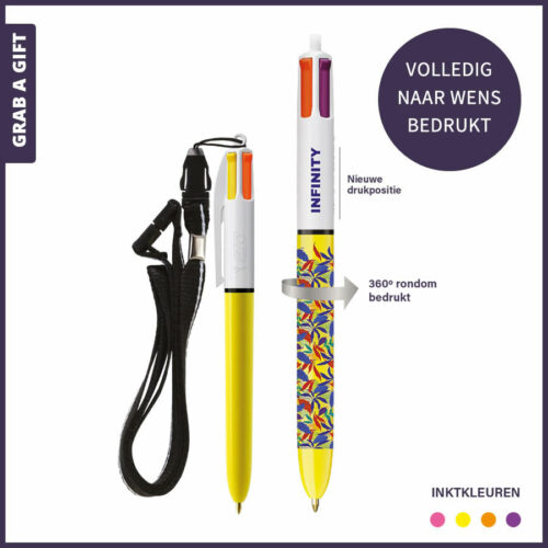 BIC® 4-kleuren balpen Sun 1097-1098 met logo opdruk of rondom bedrukking