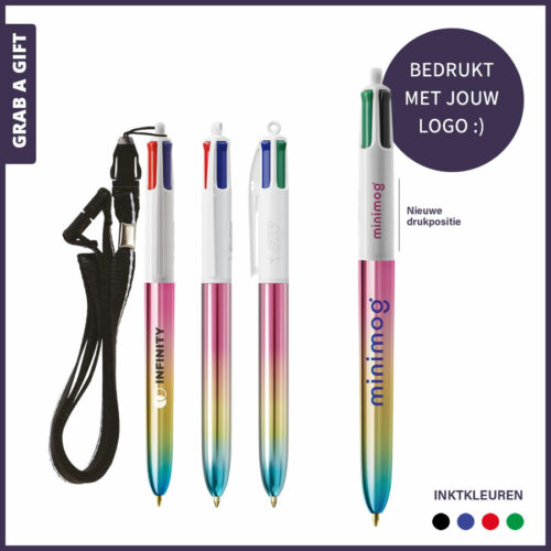 BIC® 4-kleuren balpen Gradiënt 1074-1075 met logo bedrukken